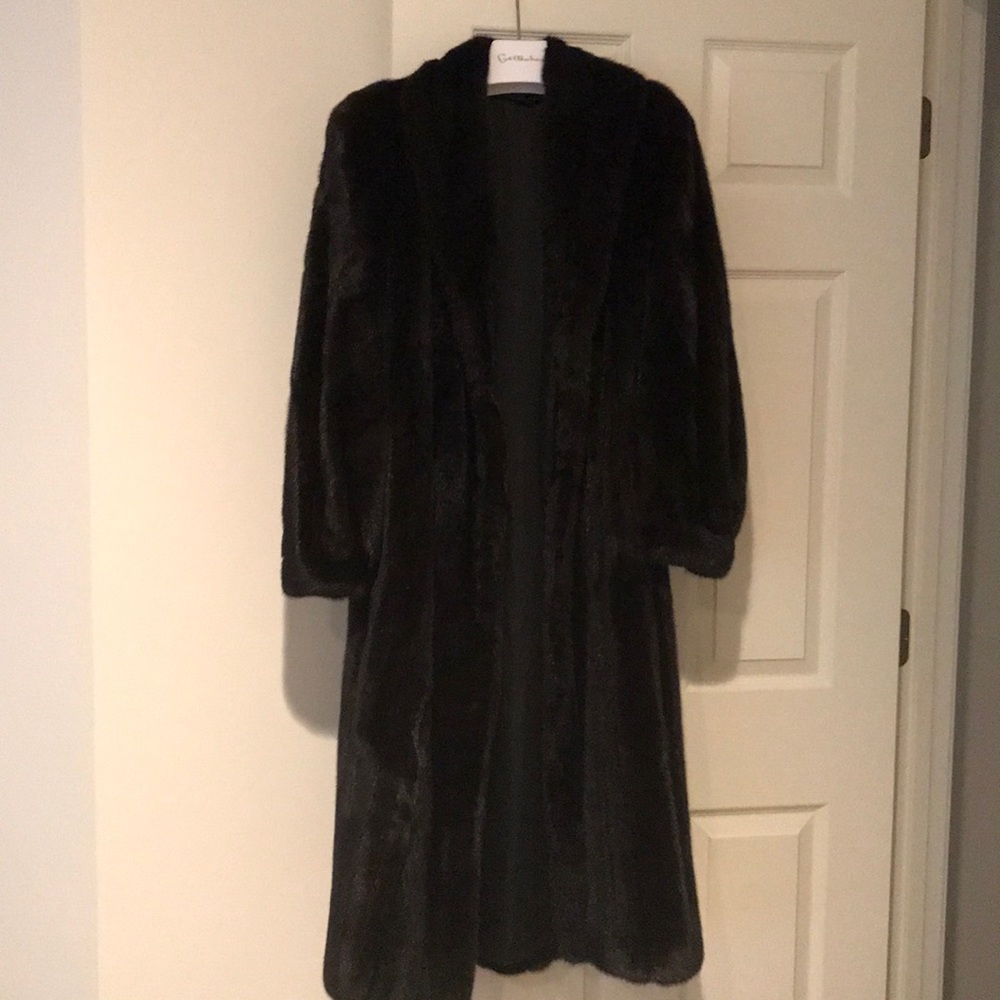 Full length dark brown/black mink coat